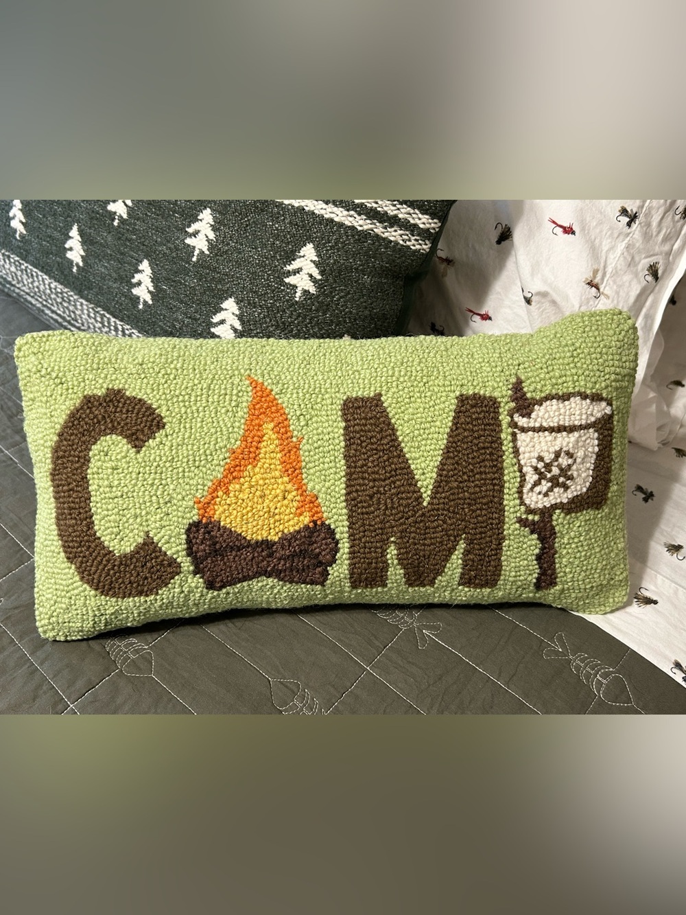 NWT Makers Collective CAMP Hooked Lumbar Pillow 9” x 18”